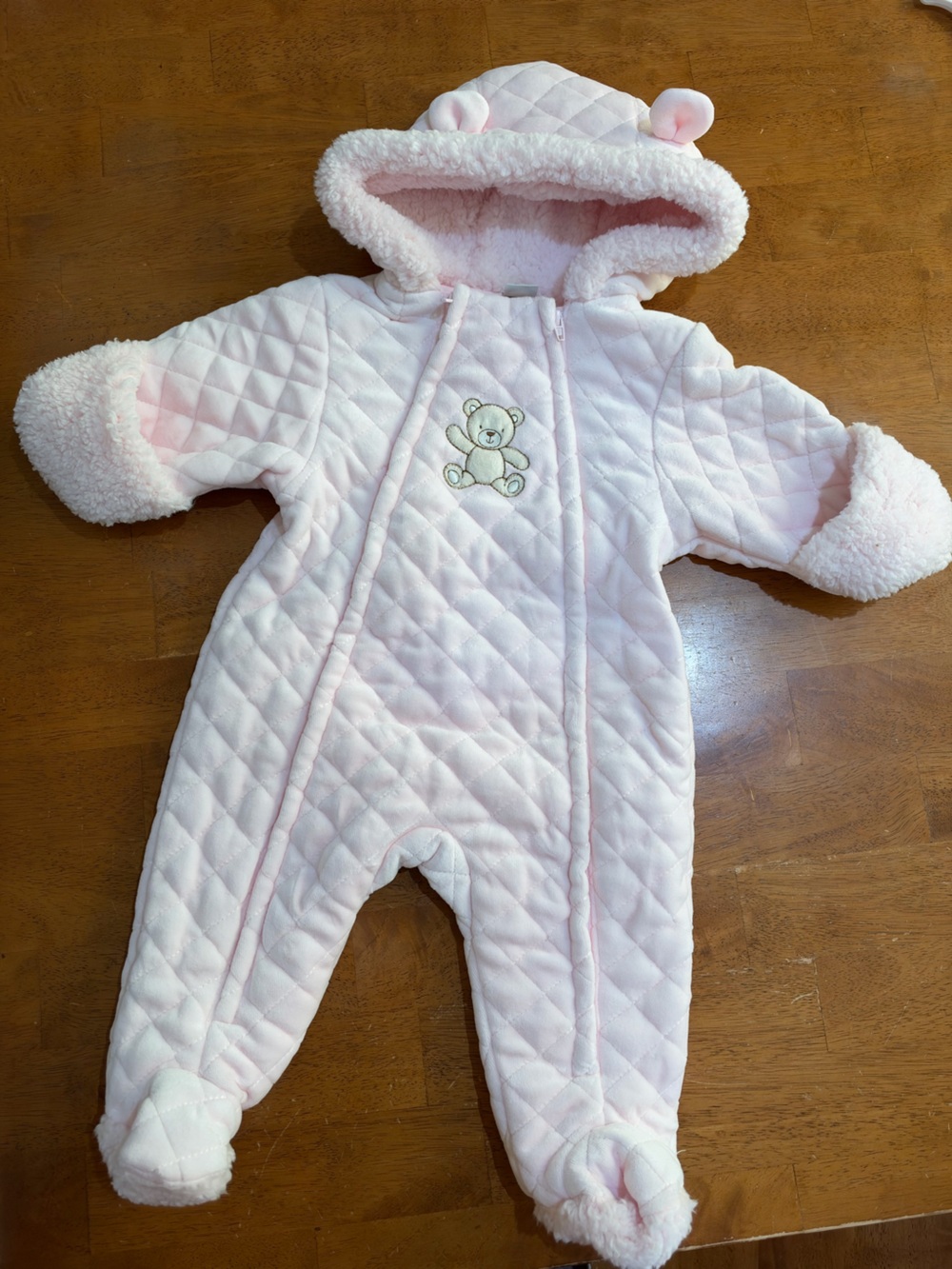 Little Me Baby Quilted Pink One-Piece Snowsuit